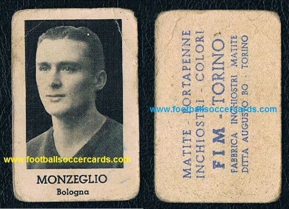 1934 Eraldo Monzeglio Bologna WC34 WC38 FIM trade card, Italy ECONOMY price
