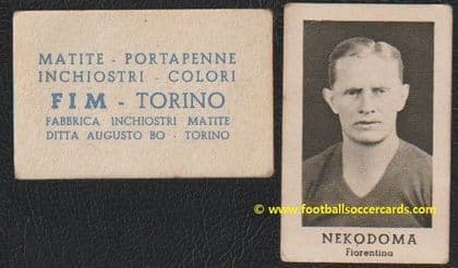 1934 FIM card Janos Nehadoma USA ASL Golden Boot in 1929 for Brooklyn Hakoah & Wanderers Fiorentina