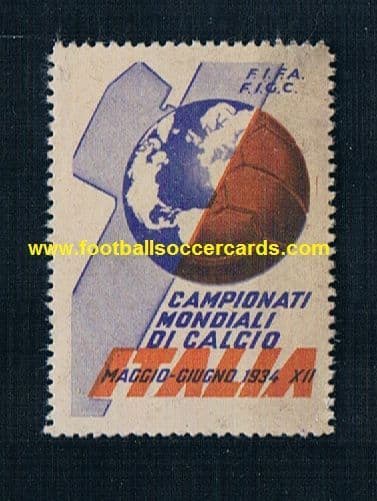 1934 Italian fascist 3rd World Cup original cinderella poster stamp FIFA WC34