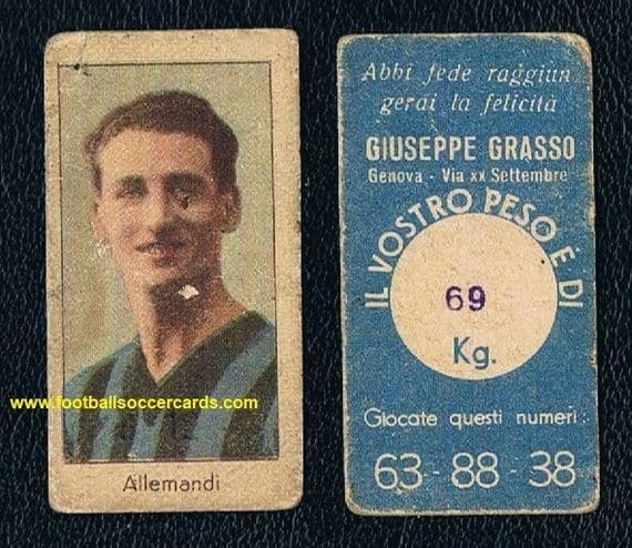 1934 Luigi Allemandi INTER ( then AS ROMA ) Grasso weight card