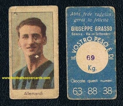 1934 Luigi Allemandi INTER ( then AS ROMA ) Grasso weight card