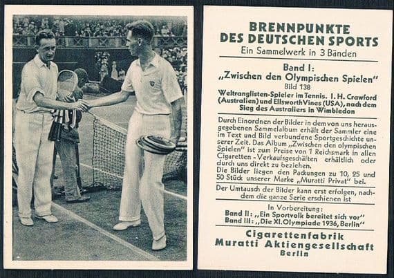 1934 Muratti Jack Crawford Australia Elsworth Vines USA tennis Wimbledon men final Brennpunkte 138