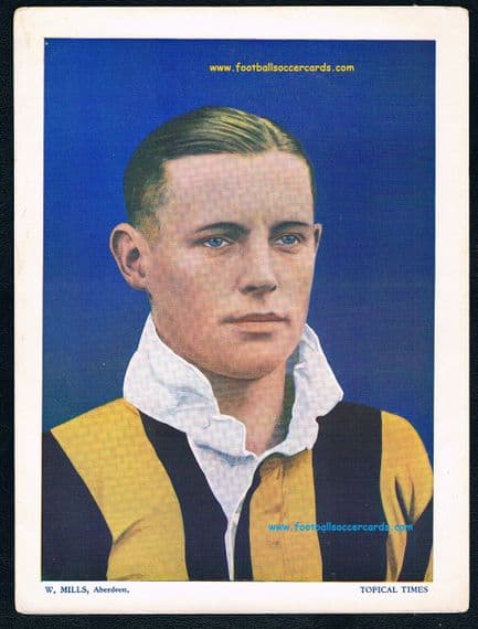1934 Scottish Topical Times large card W Mills Aberdeen FC