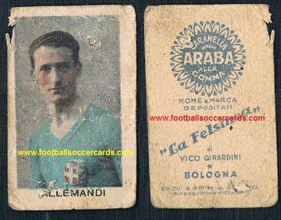 1934 WC34 winner Luigi Allemandi on a Felsinea chox card from Italy
