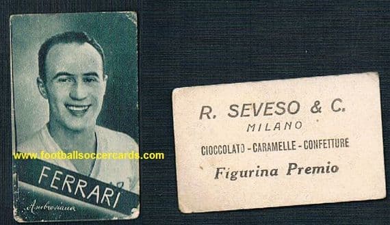 1935 2x World Cup winner Gio Ferrari for Inter on a very rare Seveso card