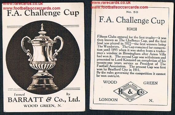 1935 Barratt F A Cup Winners 50 the FA cup football card