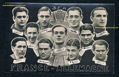 1935 Ivan Bek legendary WC30 Yugoslav 3 goals scorer, France v Germany card + Alex Thépot goalie