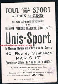 1935 Roman Maes & winning Belgium cycling team Tour de France card by Unis-Sport