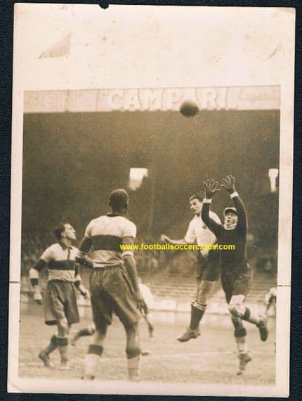 1936 -38 Raoul Diagne & Rudi Hiden Paris Racing Club away strip action press photo