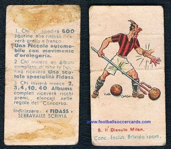 1936 FIDASS Brivido Sport Series, AC Milan "CONCORSO MONDO CHE RIDE" collection card RARE!