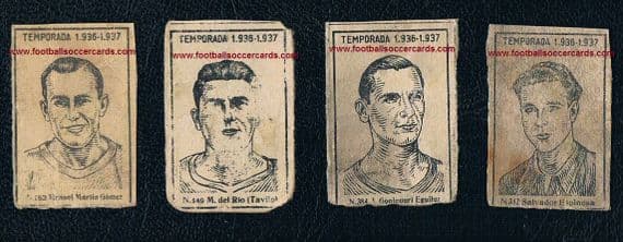 1936 four Spanish footballers packet issues from matchboxes, you get 4 cards
