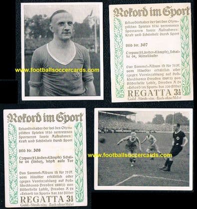 1936 Greiling Tobacco Fritz Szepan Czepan 2 cards Rekord Im Sport Regatta