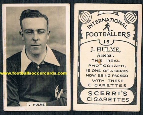 1936 Joe Hulme Arsenal Scerri cigarettes of Malta tobacco card