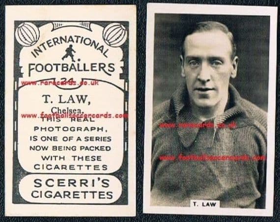 1936 Malta island rare issue tobacco card by Scerri of CHELSEA Tommy Law, goalie