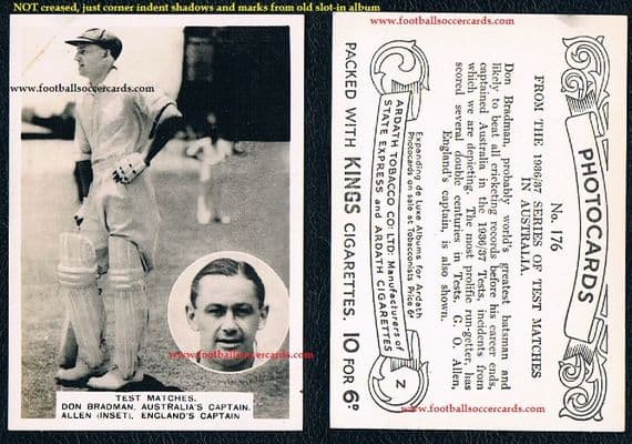 1937 -38 Don Bradman Ardath Photocards Z Series Australia cricket legend