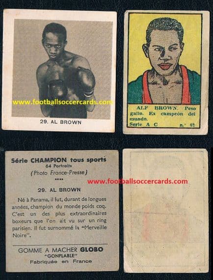 1937 -41 PANAMA AL BROWN World Champion GREATEST BANTAM boxer Globo Gum & Black Cat Bruguera cards