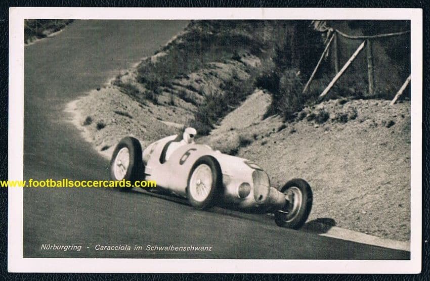 1937 ALEX KLEIN CARD of Caracciola F1 legend at Nürburgring used & dated VG+ POSTALLY USED condition