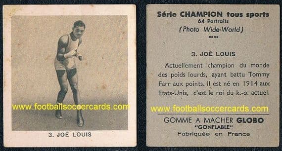 1937 Joe Louis Globo gum card boxing legend rookie
