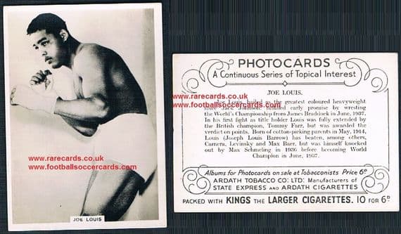 1937 Joe Louis rookie Ardath Photocards Continuous Series of Topical Interest