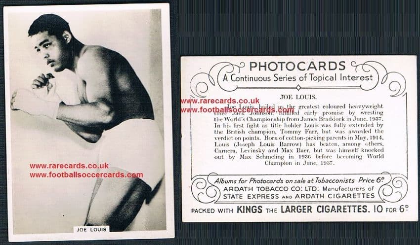 Joe Louis Rookie Card 1937 Joe Louis rookie Ardath Photocards Continuous Series of Topical ...