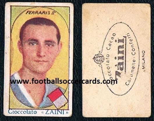 1938 Ferraris II Zaini card, Inter World Cup goalscorer & winner in 1938