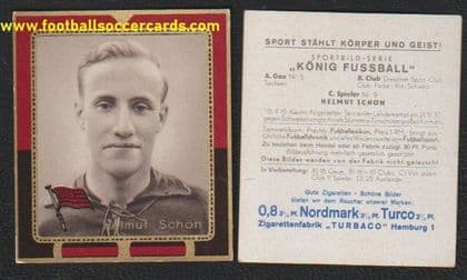 1938 legendary World Cup winning German coach Helmut Schoen Koenig Fussball Union 08 tobacco card