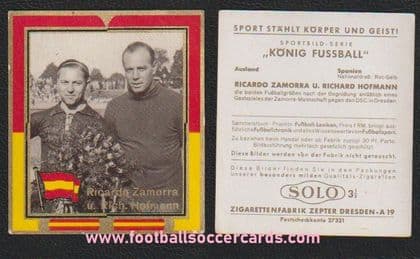 1938 legends Zamora & Richard Hofmann Koenig Fussball Union SOLO tobacco card