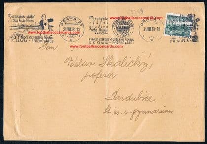 1938 Slavia Prague Mitropa Cup Finals VICTORY v Ferencvaros, early Euro Cup Czech v Hungary cover