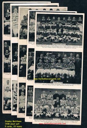 1938 UNCUT SET Stoke Man U Arsenal Wolves etc 15 teams by Champion comic, w/ Stanley Matthews