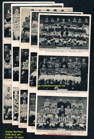 1938 UNCUT SET Stoke Man U Arsenal Wolves etc 15 teams by Champion comic, w/ Stanley Matthews