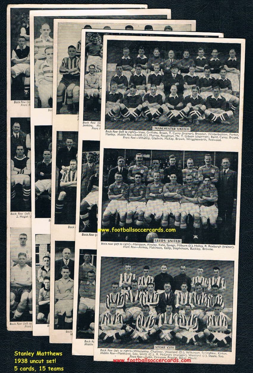 1938 UNCUT SET Stoke Man U Arsenal Wolves etc 15 teams by Champion comic, w/ Stanley Matthews