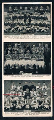 1938 UNCUT ! Stanley Matthews & Stoke City triple card by Champion Comic, 3 teams intact Man U Leeds