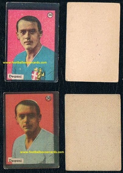 1938 Valentino Degani INTER & ITALY Balilla WC38 goalie trade card PAIR of VARIATIONS  - SOLD!