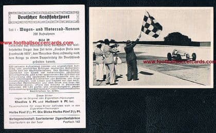 1939 Caracciola card#29 unused from Deutscher Kraftfahrsport by Saarlauterner cigarettes