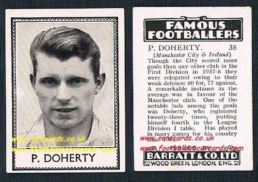 1939 LEGEND Peter Doherty 38 Manchester City Barratt famous footballers E series card