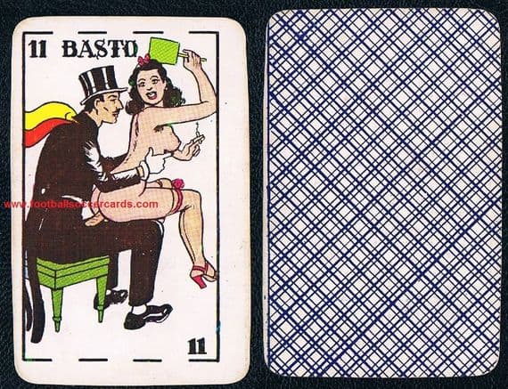 1940 Mandrake The Magician rookie superheroes Mexican erotic playing card 11 Batons & Narda (Grant)