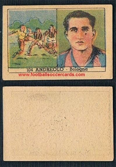 1940 Michele Andreolo Bologna 4xSerieA & World Cup Winner 1940 Balilla landscape card