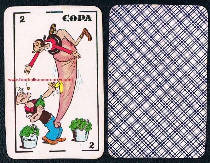 1940 Popeye and Olive Oyl cartoon Mexican erotic playing card 2 Cups