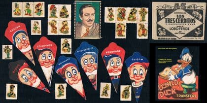 1940 's -1960s Walt Disney 60 cards, decals & a packet booklet, Nannina Bruguera Tower Press etc