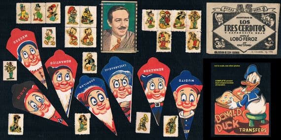 1940 's -1960s Walt Disney 60 cards, decals & a packet booklet, Nannina Bruguera Tower Press etc