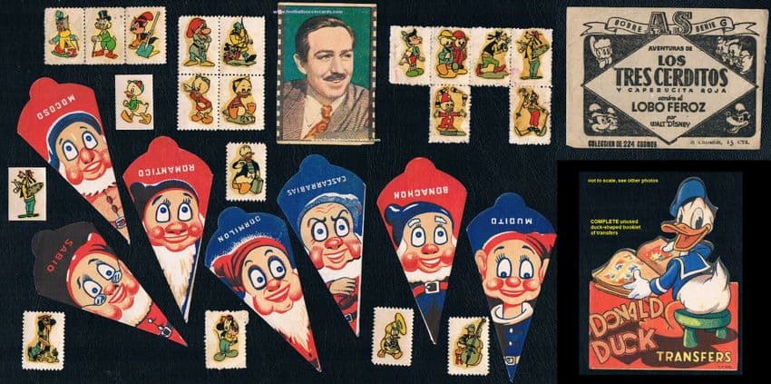 1940 's -1960s Walt Disney 60 cards, decals & a packet booklet, Nannina Bruguera Tower Press etc