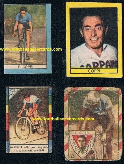1940s 50s Fausto Coppi x4 Coppi cards Cicogna Omnia Sport & 3 others