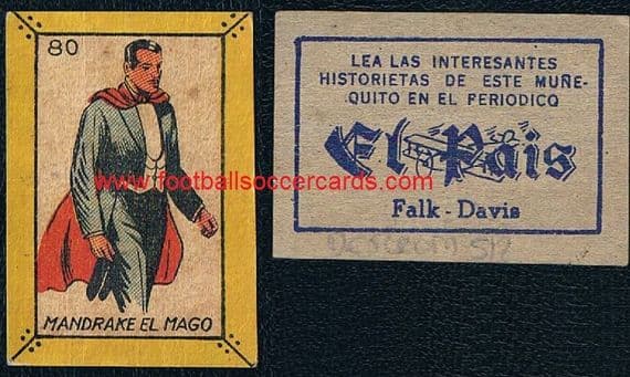 1940s Mandrake Magician Superheroes Falk Davis card from Cuba El Pais gum trade card