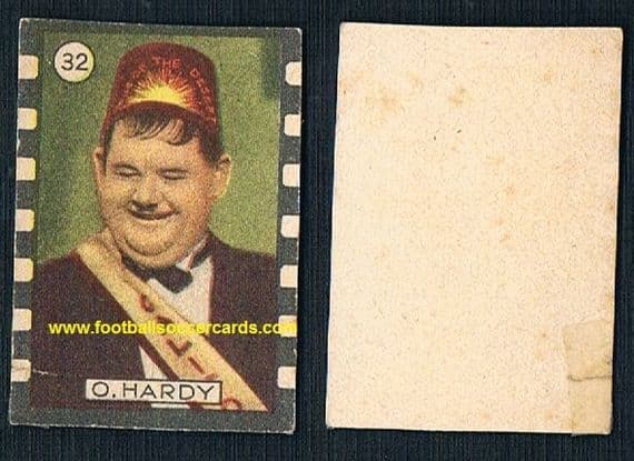 1940s Marca Stella Italian trade card of Oliver Hardy (Laurel &) fault