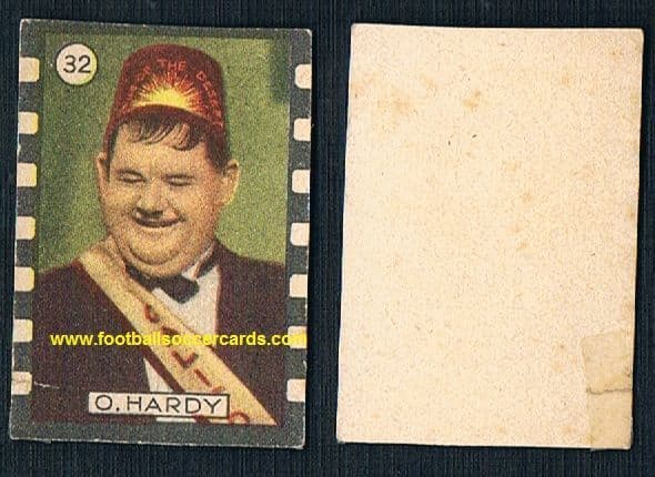 1940s Marca Stella Italian trade card of Oliver Hardy (Laurel &) fault