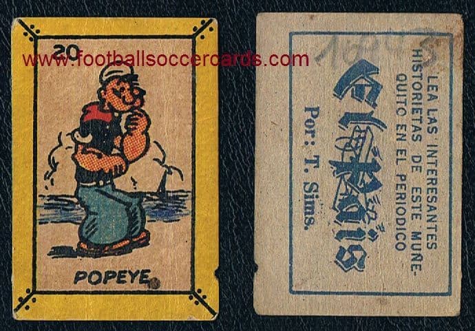 1940s Popeye cartoon Superheroes card from Cuba El Pais