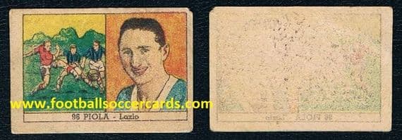 1941 Silvio Piola 96 Lazio Balilla card from wartime Italy
