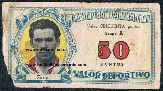 1943 Telmo Zarra rookie card Valverde play money from Spain