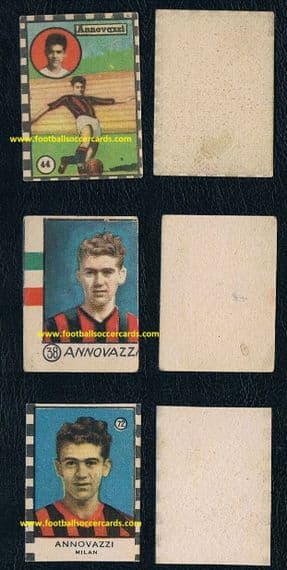 1945- 1947 THREE Carlo Annovazzi rookie early rare cards Milan, Cicicoga & Castoldi