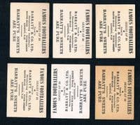 1946 -49 Stanley Matthews x5  (6 cards) Barratt M79 sepia & varieties VERY RARE TYPES!